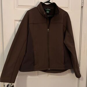 L.L. Bean Brown Utility Jacket with High Collar and Zip-Up Style